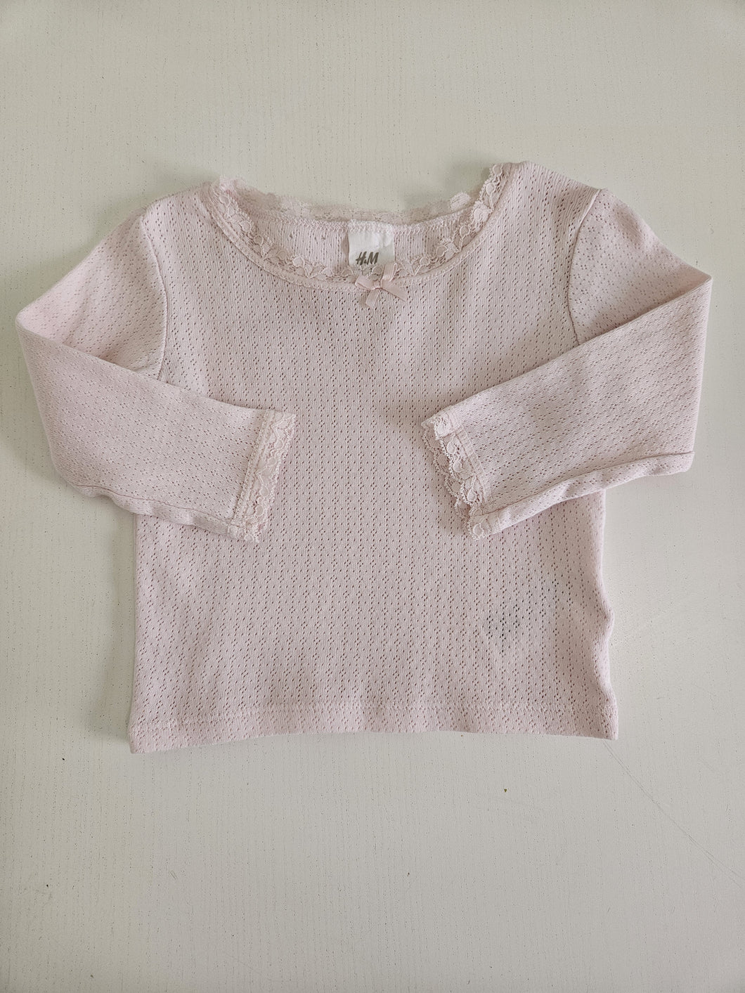 H&M • Lace Trim Pointelle Shirt
