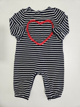 Charger l'image dans la galerie, Baby Gap • Navy Striped Frilly Heart Romper
