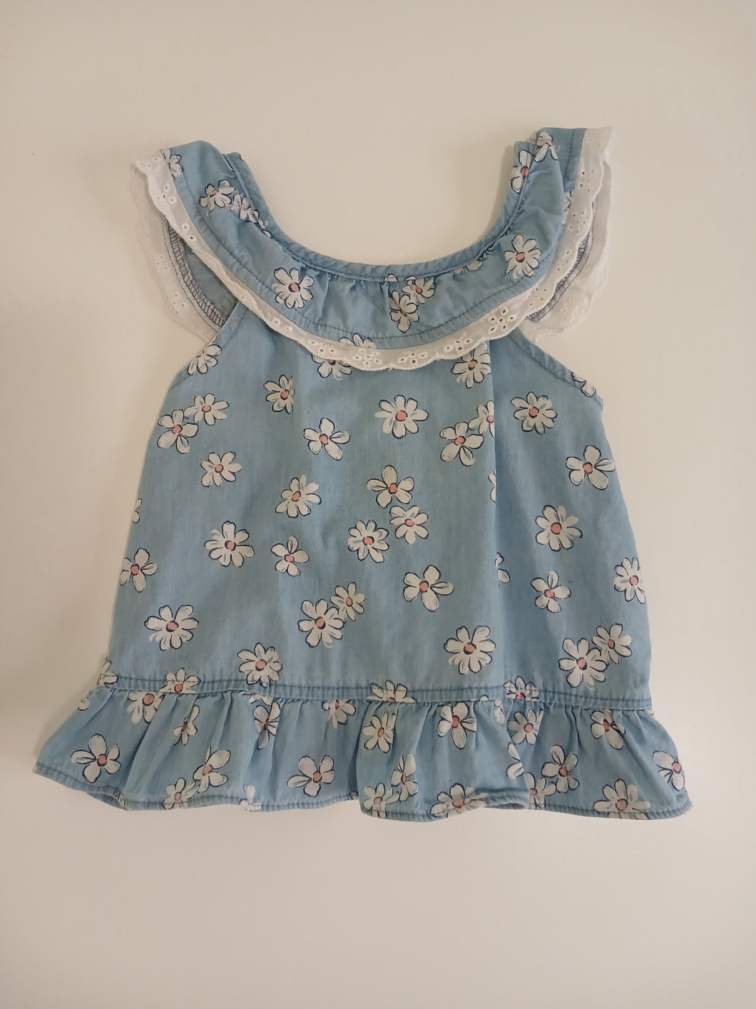 <b>Other</b> Flower Print Denim Style Shirt