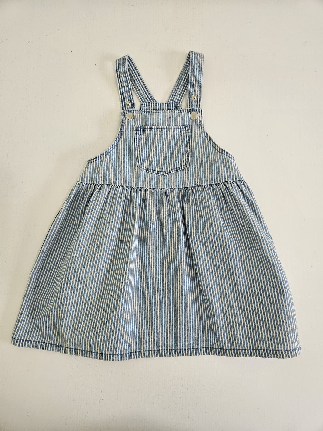 H&M • Striped Denim Overall Dress
