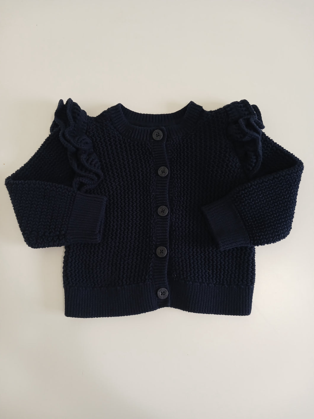 <b>Baby Gap</b> Navy Frilly Knit Cardigan