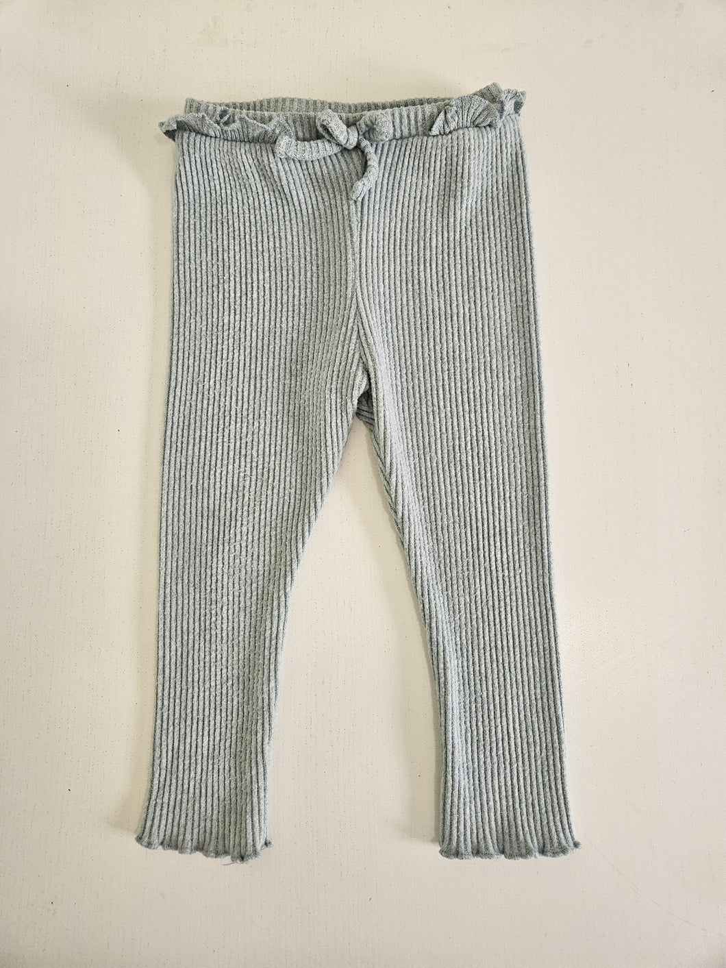 Zara • Pastel Teal Ribbed Leggings