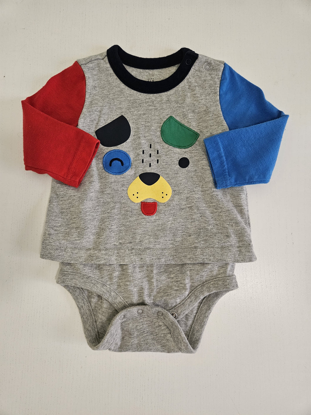 Baby Gap • Colorful Puppy Face Bodysuit