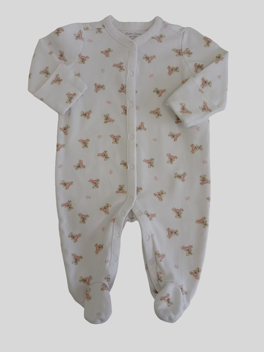 <b>Ralph Lauren</b>Polo Pink Bear Cotton Footed Sleeper