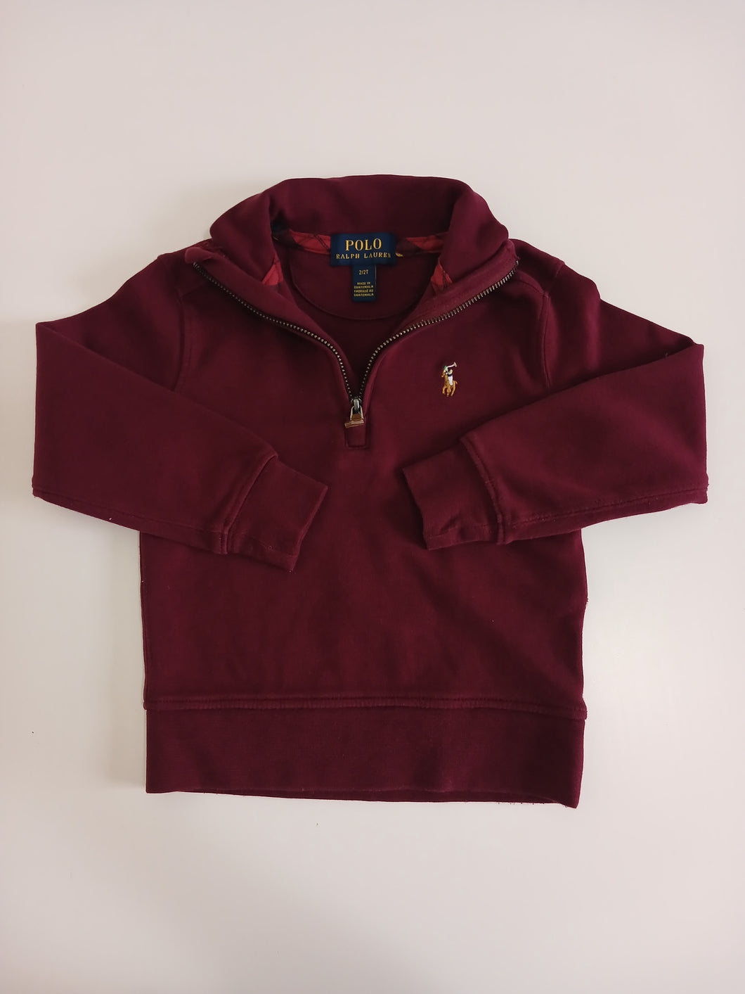 <b>Ralph Lauren</b> Burgundy Quarter Zip Pullover Sweater