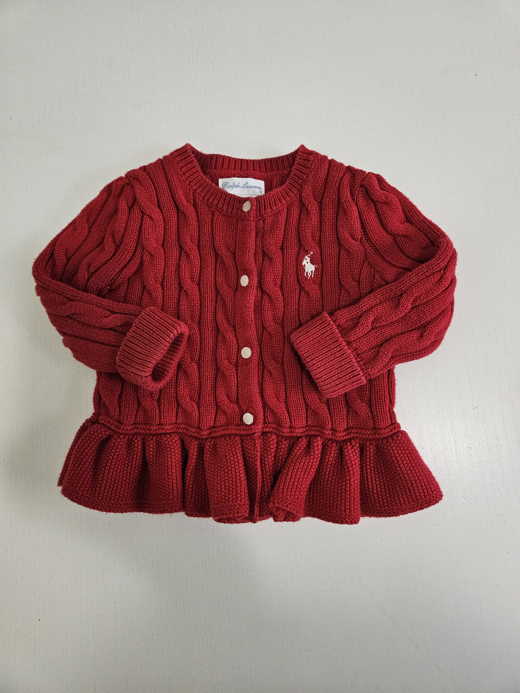 Ralph Lauren • Crimson Cableknit Cardigan