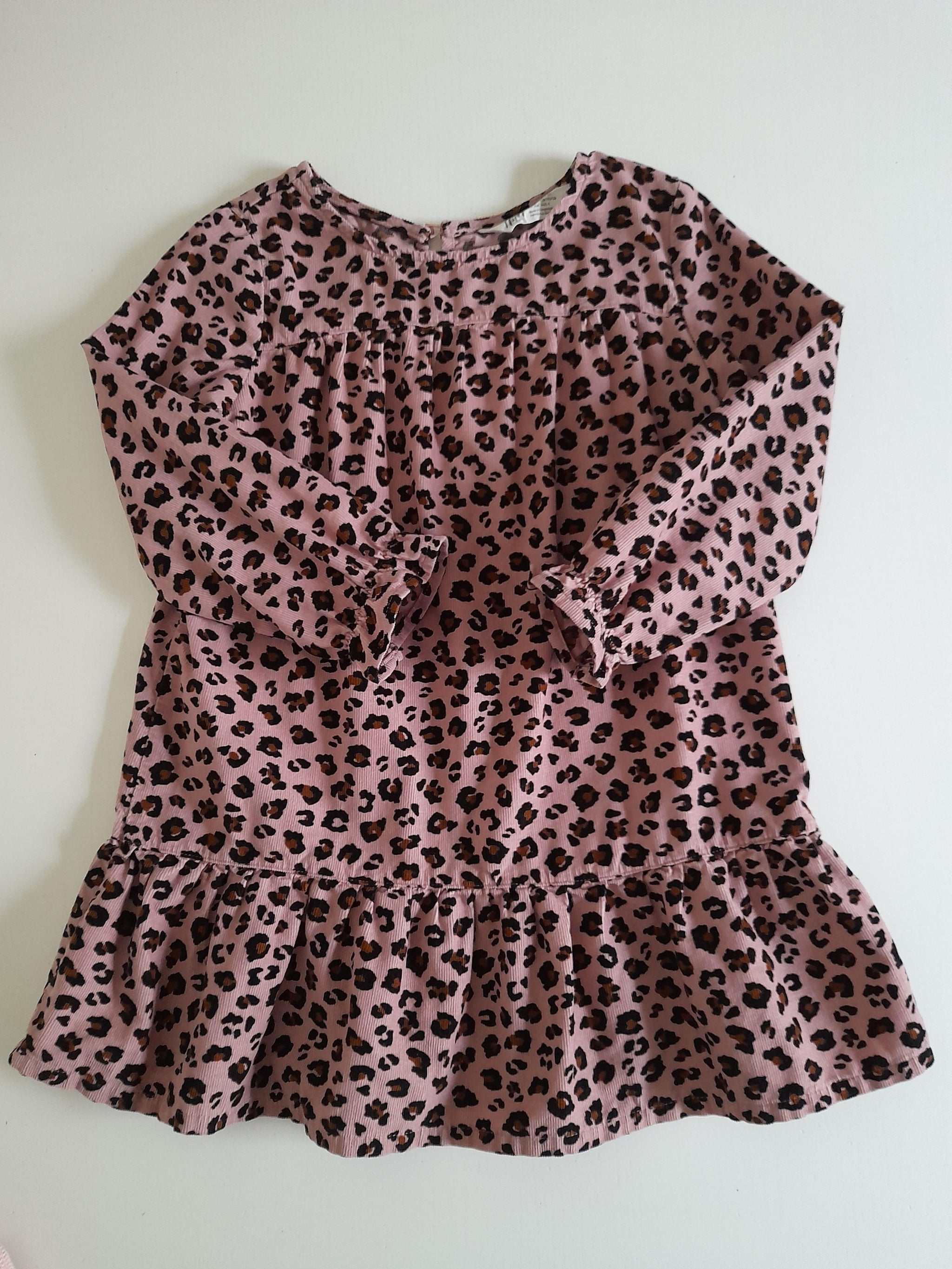 Robe H&M Imprimé Guépard - Taille 0 - Neuve Sans étiquette - Manches 3/4, Longueur Genou